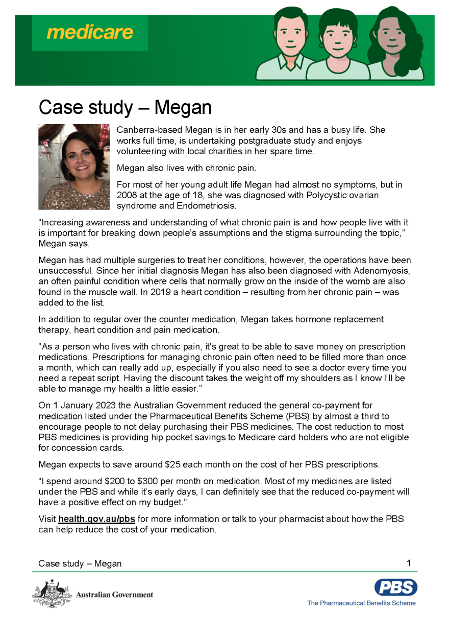 Save more on your PBS medicines – Megan case study