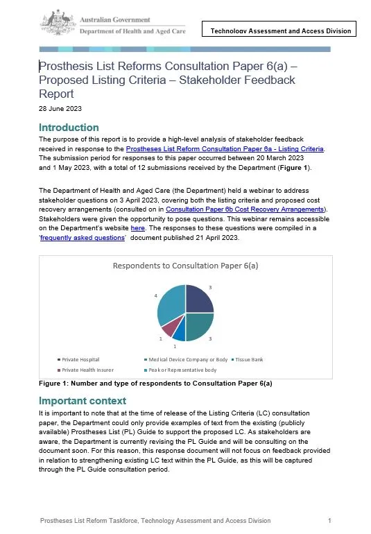 Stakeholder Feedback Report – Consultation Paper 6(a) Proposed Listing Criteria