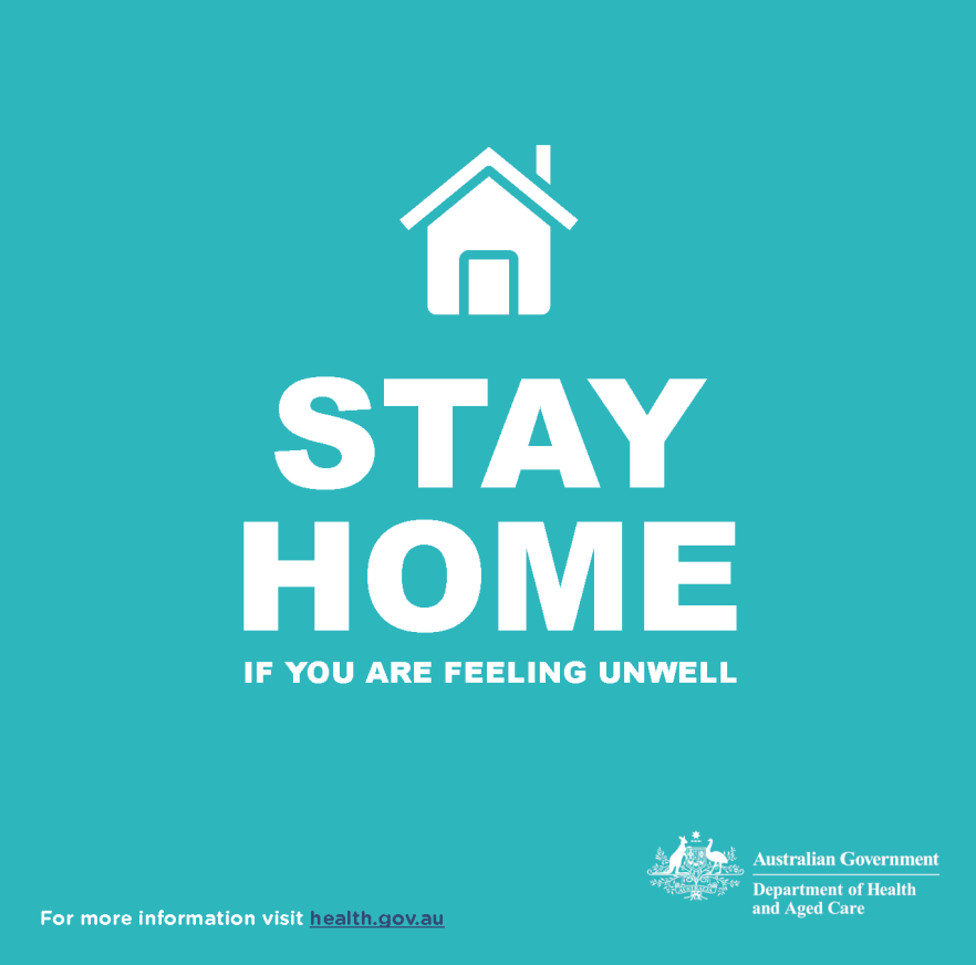 Stay at home if you feel unwell Social media tile Australian