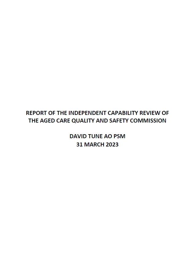 Final Report – Independent Capability Review of the Aged Care Quality and Safety Commission