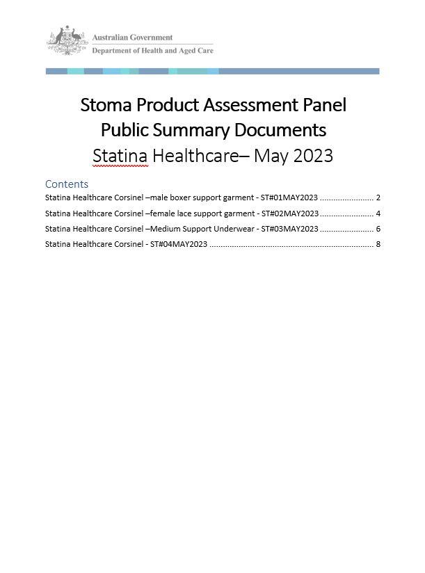Statina Healthcare Public Summary Document Collection - May 2023 