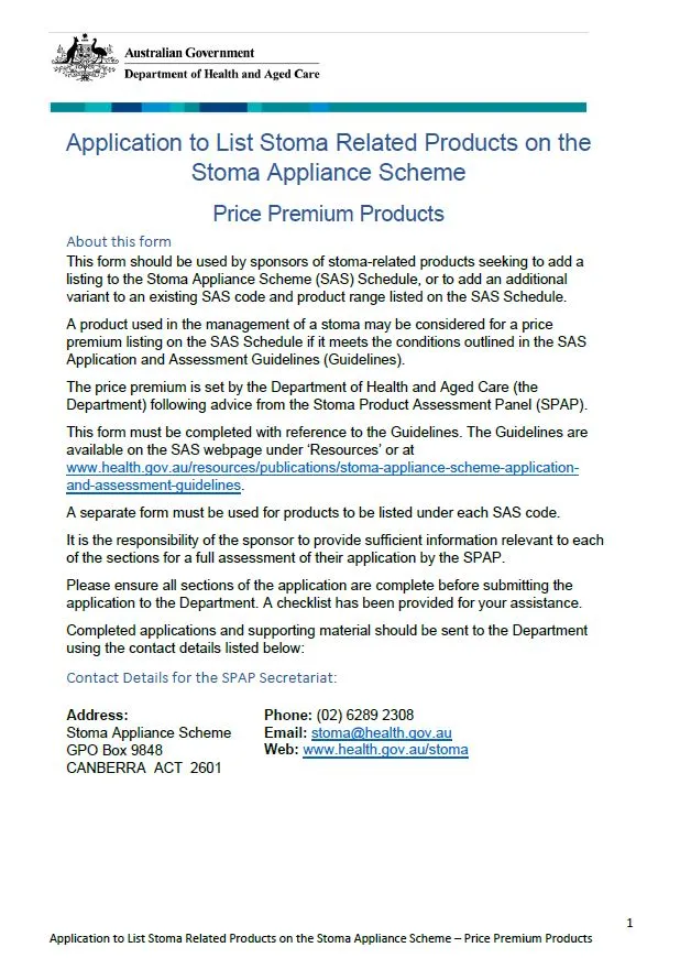 Stoma Appliance Scheme product features table to add additional variants to Benchmark Group 1-7 or Price Premium Products