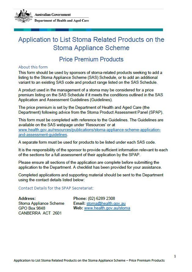 Stoma Appliance Scheme product features table to add additional variants to Benchmark Group 1-7 or Price Premium Products