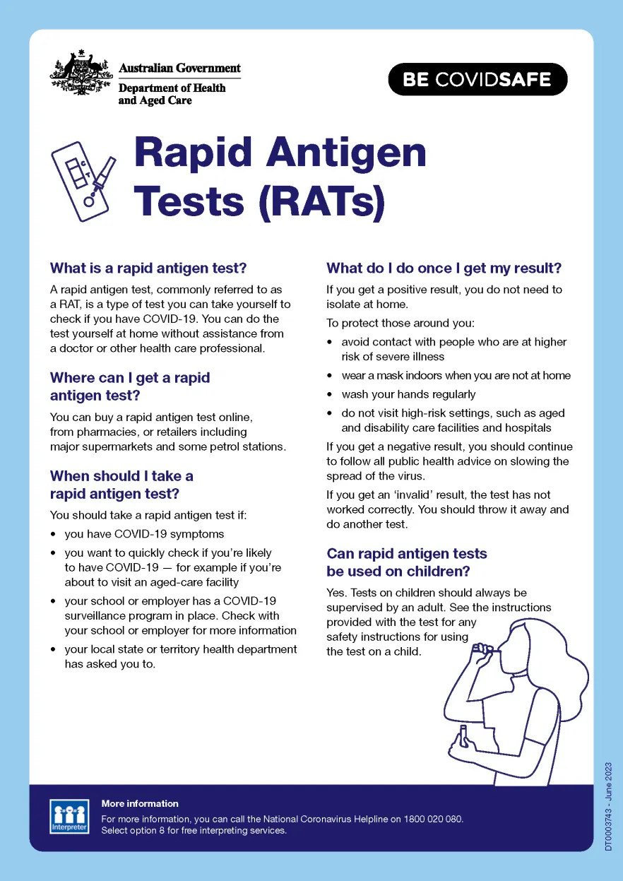 Coronavirus (COVID-19) – Rapid antigen tests