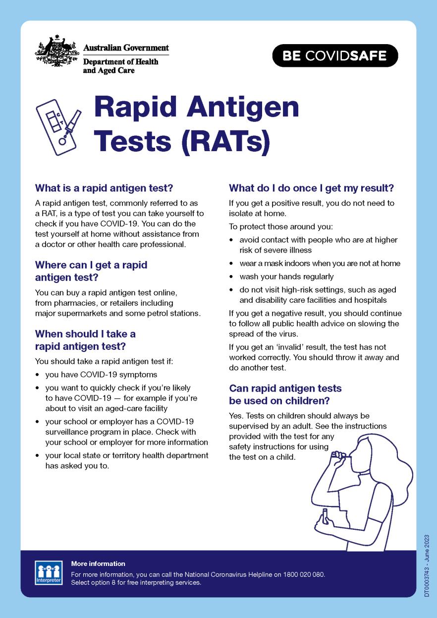 Coronavirus (COVID-19) – Rapid antigen tests