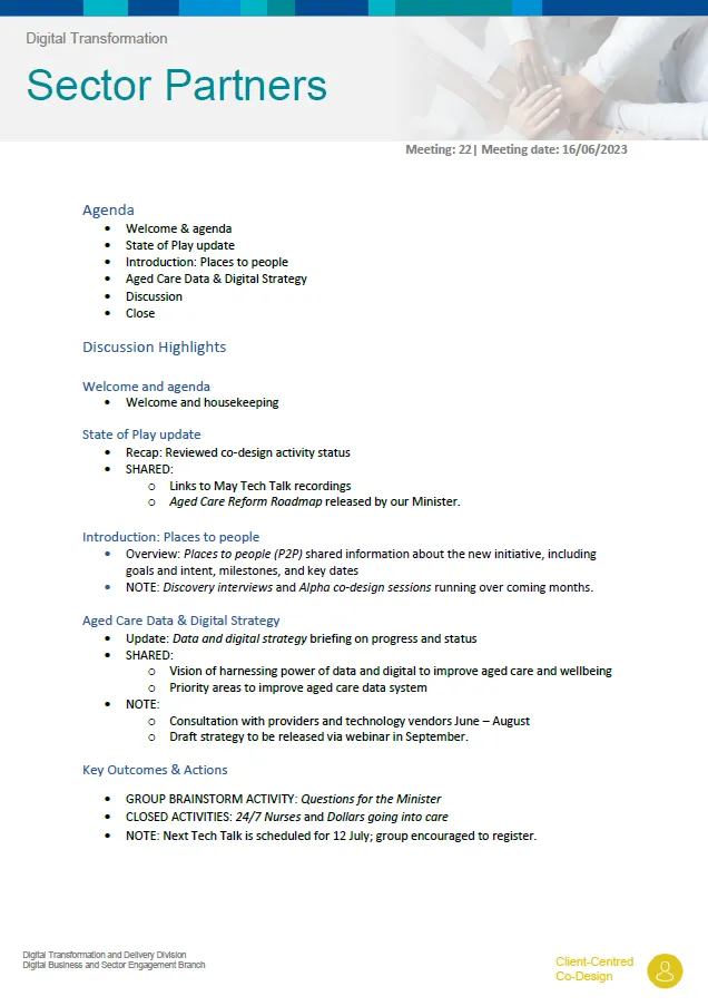 Digital Transformation Sector Partners meeting summary – 16 June 2023