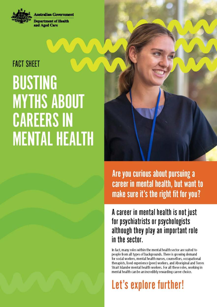 Mental health careers – Fact sheet – Busting myths about careers in mental health