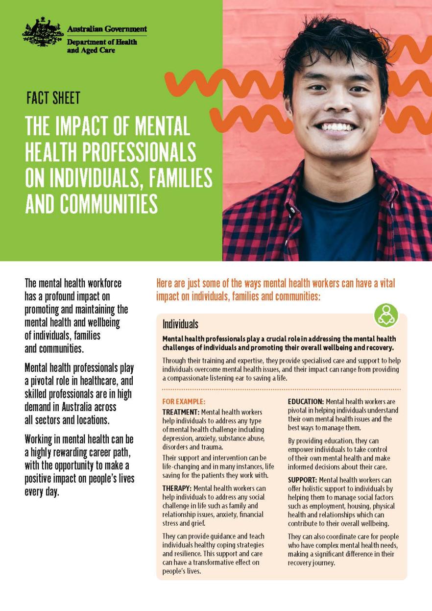Mental health careers – Fact sheet – The impact of mental health professionals