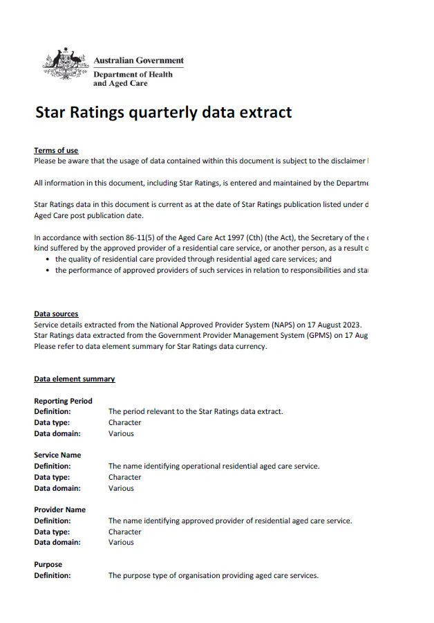 Star Ratings quarterly data extracts