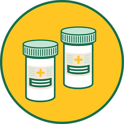 Logo of two medical pill bottles