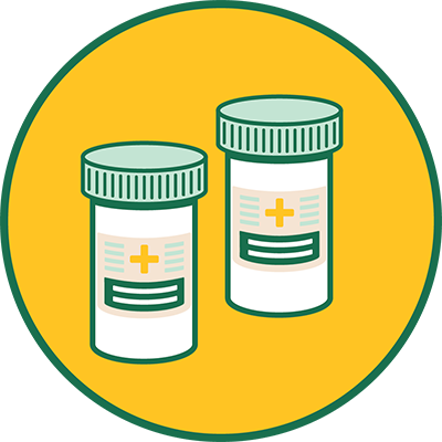 Logo of two medical pill bottles