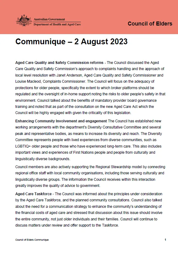 Council of Elders communique – 2 August 2023