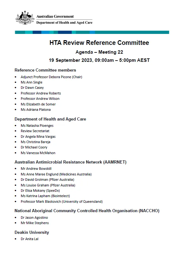 Health Technology Assessment Policy and Methods Review reference committee – Meeting agendas