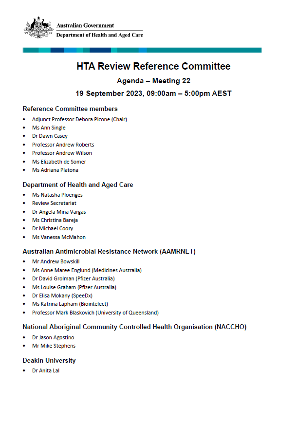 Health Technology Assessment Policy and Methods Review reference committee – Meeting agendas