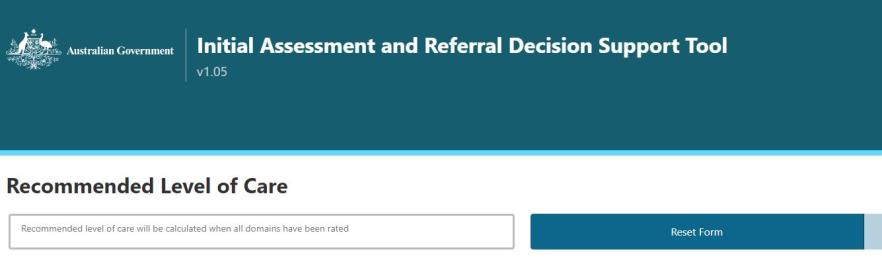 Initial Assessment and Referral Decision Support Tool – IAR Decisions Support Tool 