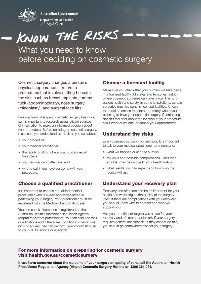 cosmetic surgery patient information