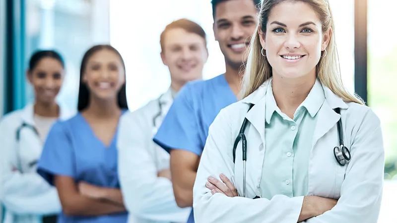 News image featuring 5 medical professionals