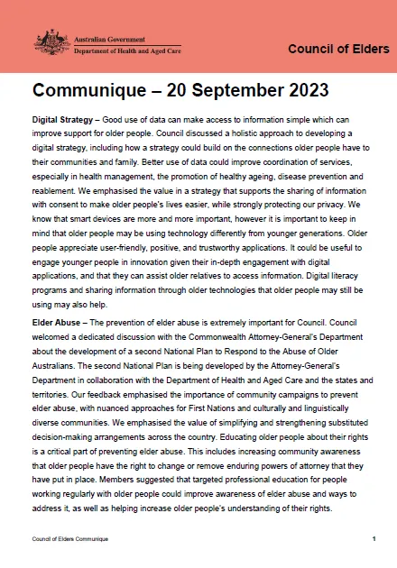 Council of Elders communique – 20 September 2023