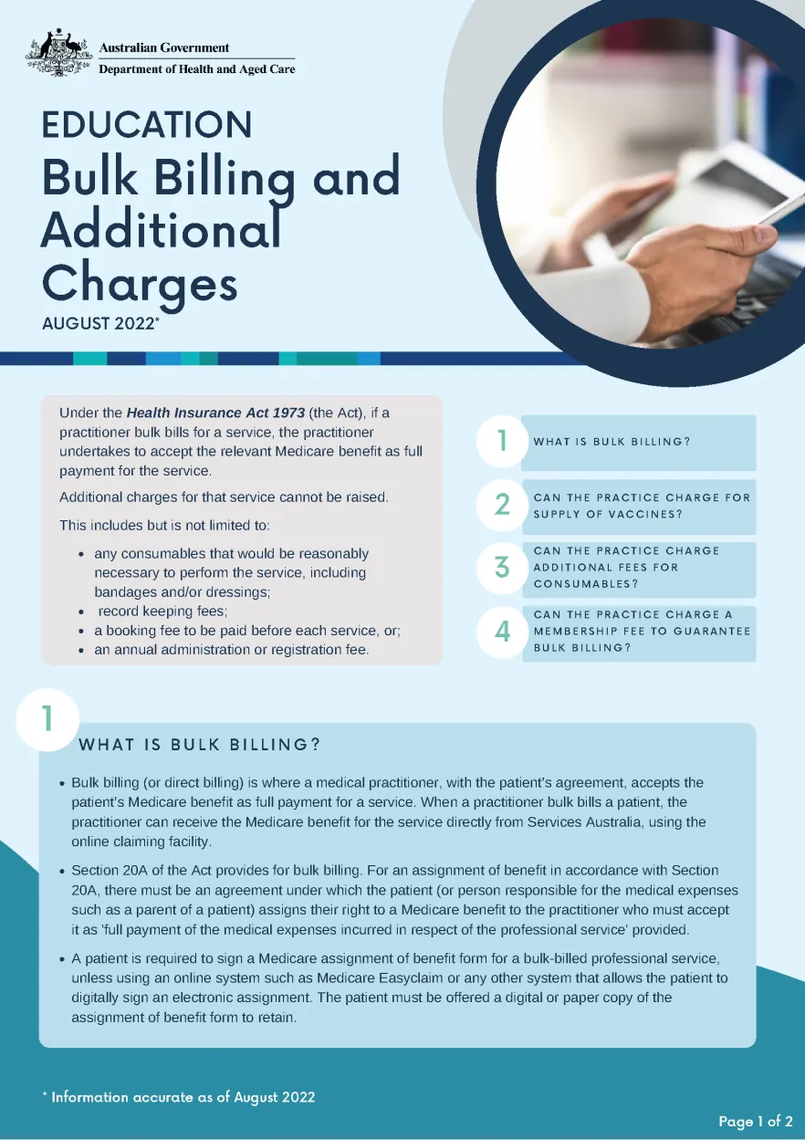 Medicare bulk billing and additional charges