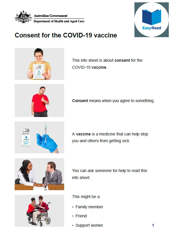 Cover image for COVID-19 vaccination – Giving your consent – Easy Read