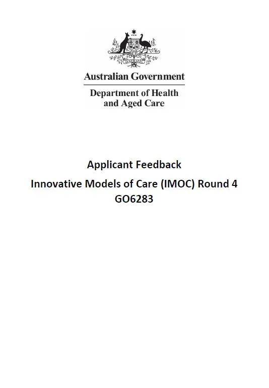 Applicant Feedback Innovative Models of Care (IMOC) Round 4