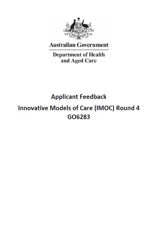 Applicant Feedback Innovative Models of Care (IMOC) Round 4