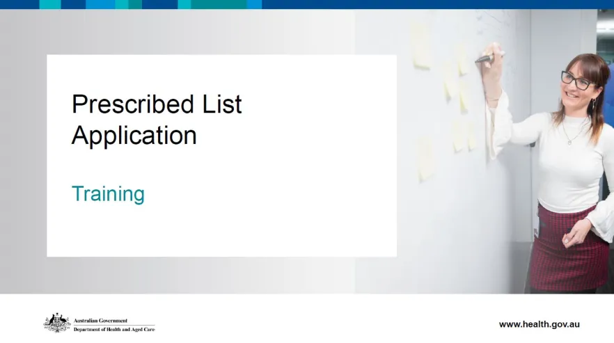 Prescribed list application training