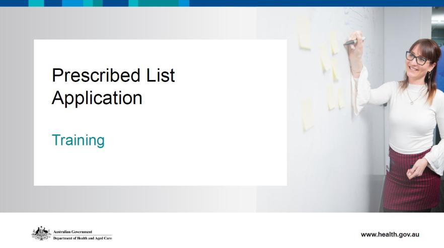 Prescribed list application training