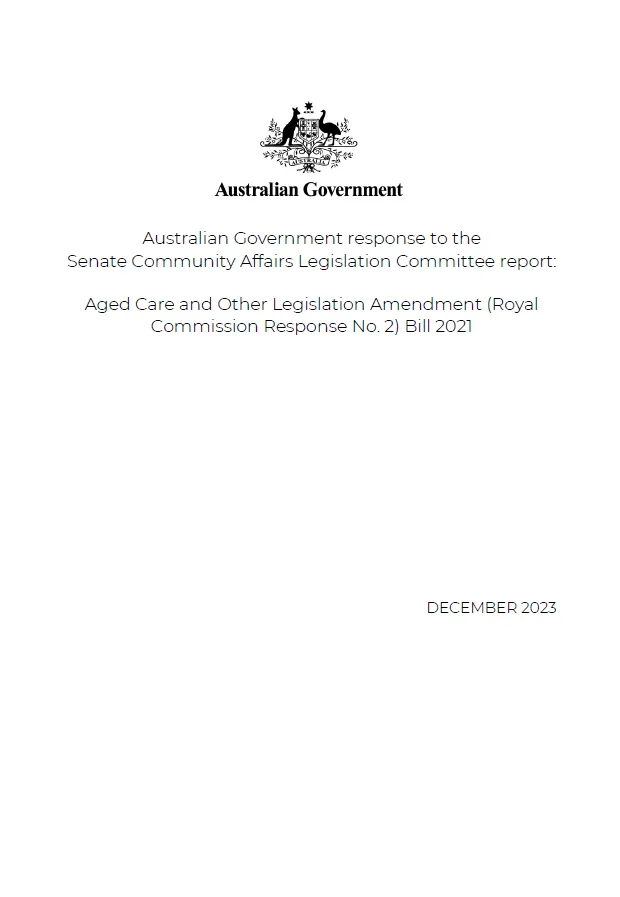Aged Care and Other Legislation Amendment (Royal Commission Response No. 2) Bill 2021