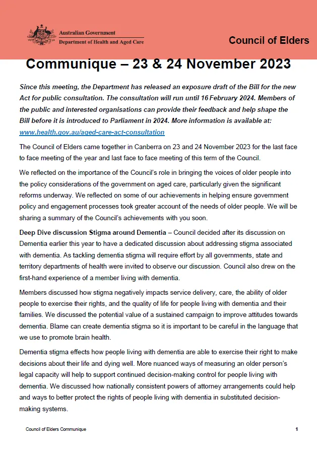 Council of Elders communique – 23 and 24 November 2023