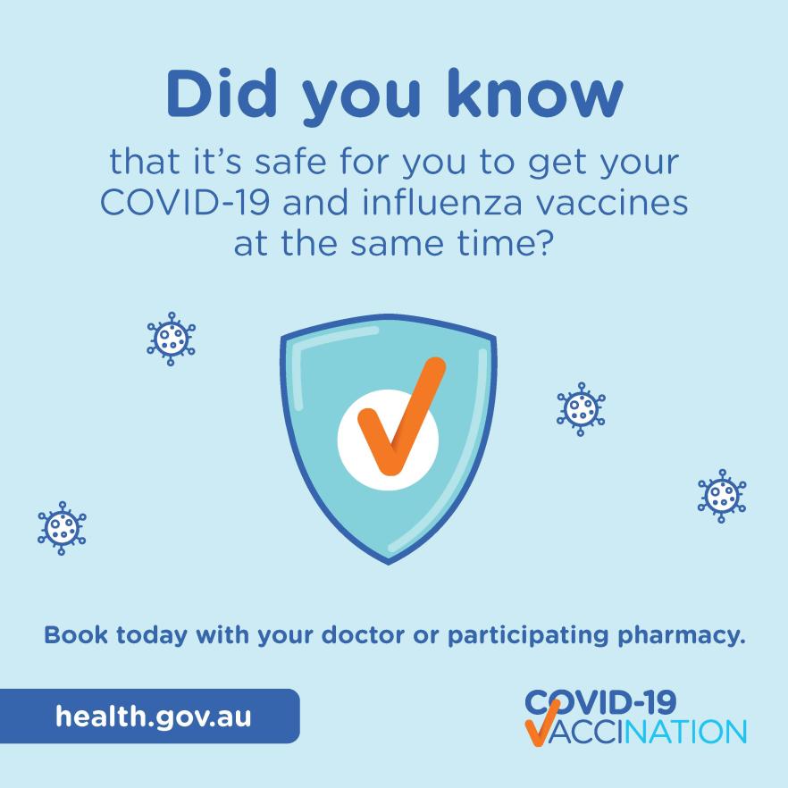 COVID-19 vaccination – Social – You can get your COVID-19 and influenza vaccines at the same time