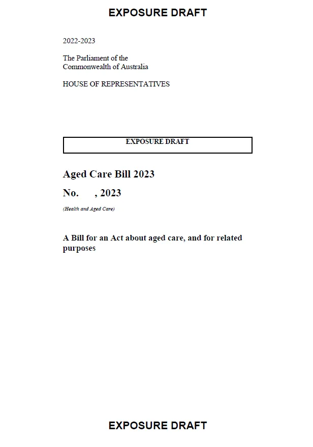 Cover image for Exposure draft – Aged Care Bill 2023