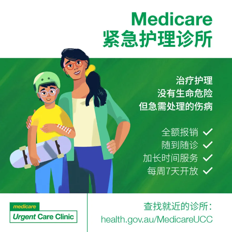 For urgent but not life-threatening illness and injuries – Social tile (Chinese Simplified)