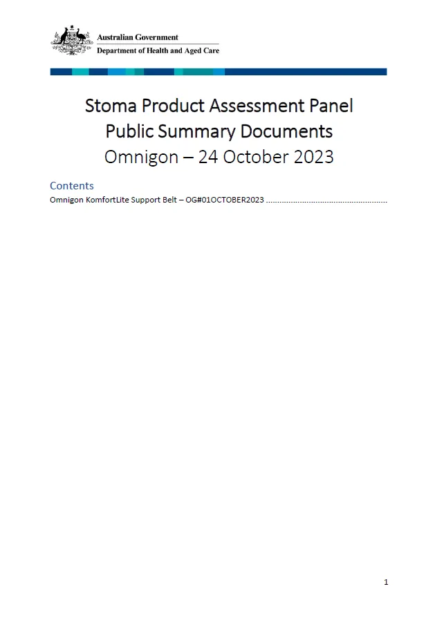 Stoma Product Assessment Panel – Omnigon public summary document collection – October 2023