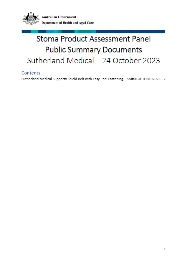 Stoma Product Assessment Panel – Sutherland Medical public summary document collection – October 2023