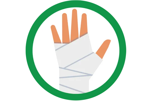 Image of a bandaged hand