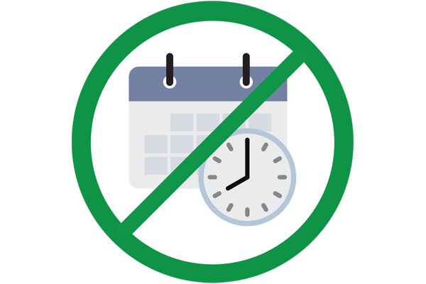 Calendar and analog clock with a green diagonal line through both
