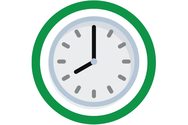 Analog clock showing a time of 8pm