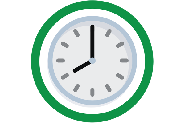 Analog clock showing a time of 8pm