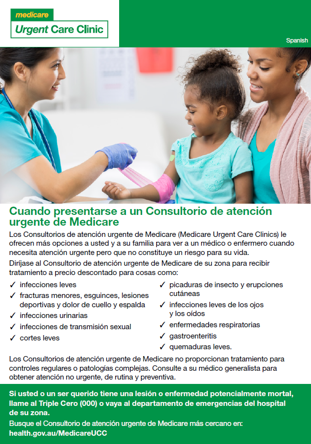 When to visit a Medicare Urgent Care Clinic – Fact sheet (Spanish)