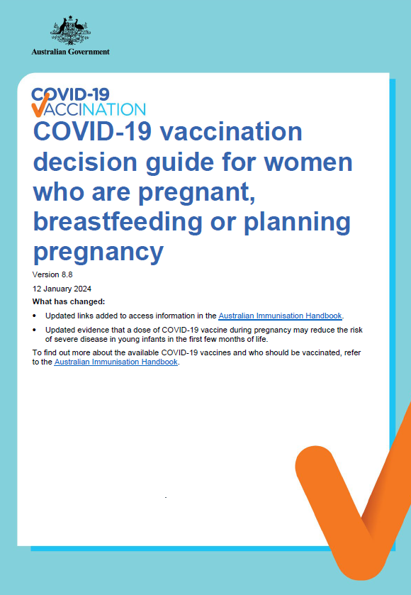 COVID-19 vaccination – Shared decision making guide for women who are pregnant, breastfeeding or planning pregnancy cover page