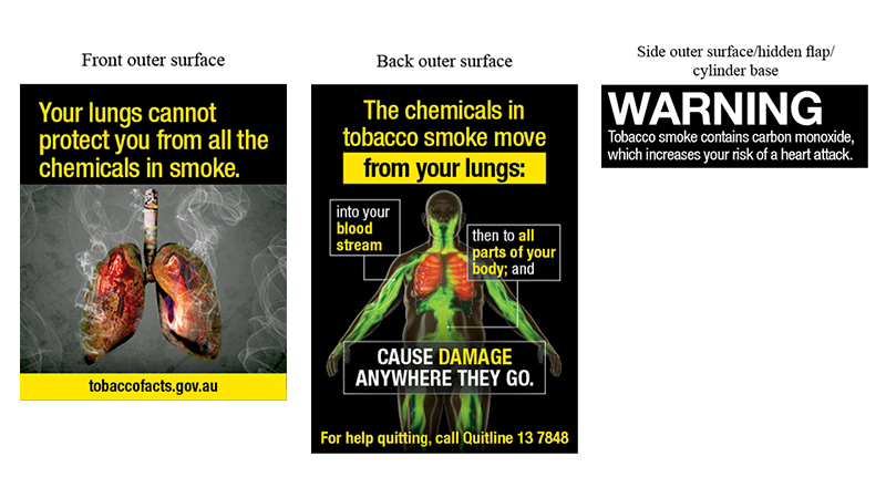 Example of health warnings on a cigarette packet