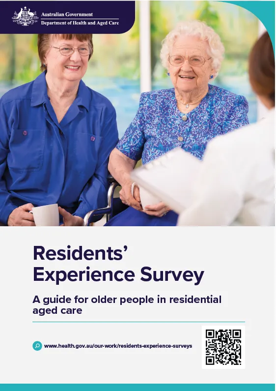 Cover image for the Residents’ Experience Survey – A guide for older people in residential aged care