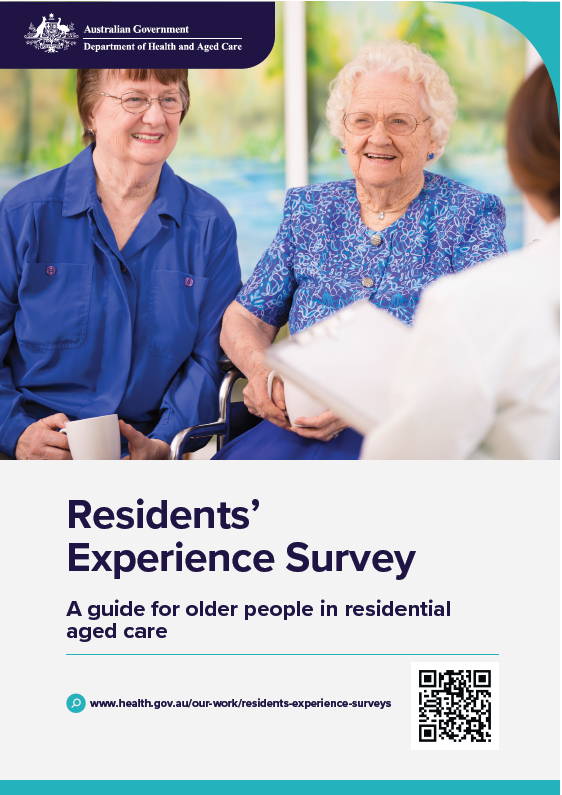 Cover image for the Residents’ Experience Survey – A guide for older people in residential aged care