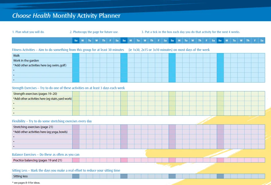 Choose Health Monthly Activity Planner
