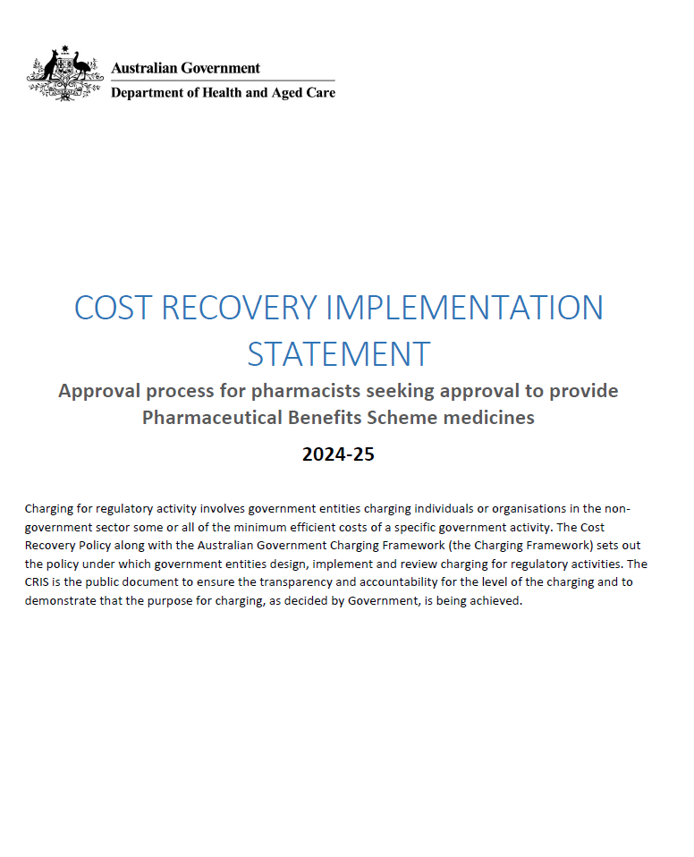 Cover page for the Cost Recovery Implementation Statement 2024–2025