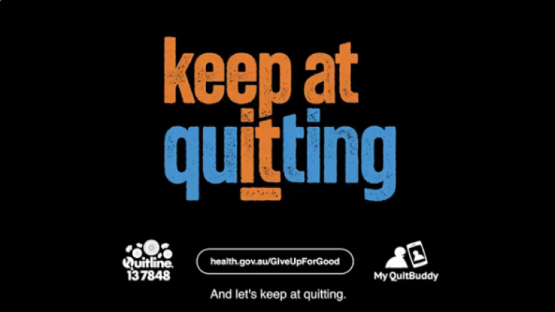 Keep at quitting text on black background