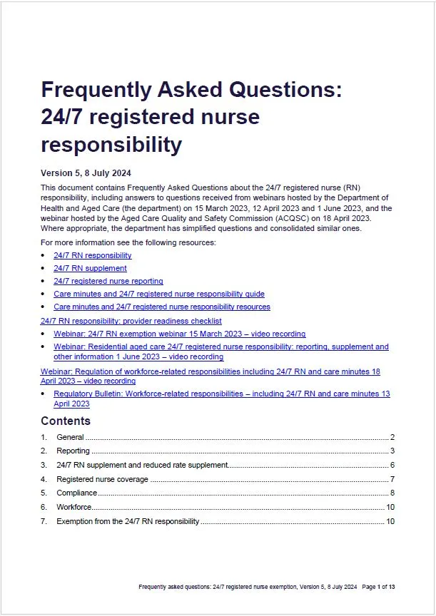 FAQ 24-7 registered nurse responsibility cover image