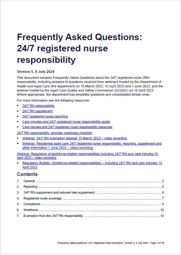 FAQ 24-7 registered nurse responsibility cover image