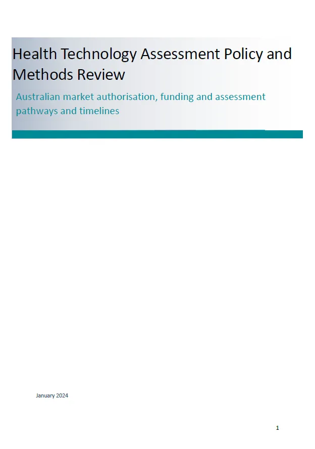 HTA Policy and Methods Review – Australian market authorisation, funding and assessment pathways and timelines